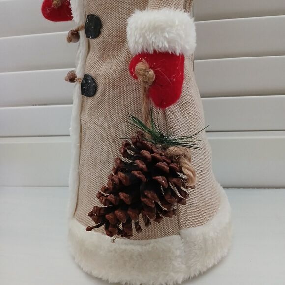 Large 18 Inches Tall Christmas Santa Fabric Decor Holding Pinecone & Bag Figure - Picture 8 of 13